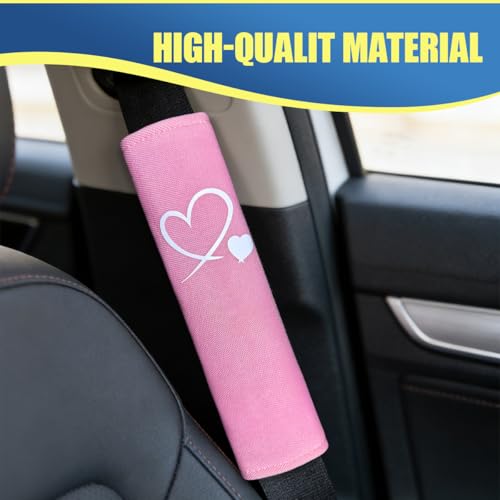Craedli 2PCS Heart-Shaped Car Seat Belt Covers, Comfortable Auto Seat Shoulder Strap Pads Protect Neck, Cute Soft Vehicle Safe Harness Pad for Most Cars (Pink) - color: Pink
