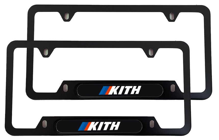 Stainless Steel Kith License Plate Frame Cover Holder M for Car Power Sport Novelty (2X Black) - color: 2x Black