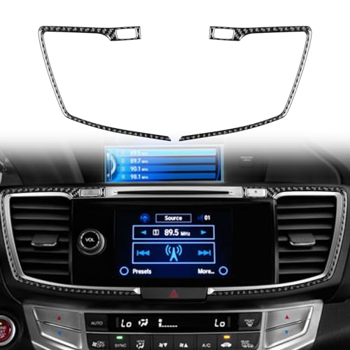 Carbon Fiber Car Center Console Air Conditioner Auto Air Vent Outlet Trim Vehicle Interior Accessories Compatible with Honda Accord 2013 2014 2015 2016 2017 9th Gen - color: Black 58