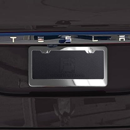 T304 Stainless Steel License Plate Frame – 8K Mirror Polish Finish, Rust-Resistant, Slim Design, Universal Fit, Includes Screw Caps, Washers & Stainless Steel Screws (Chrome) - color: Chrome