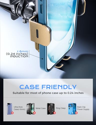 CHGeek Wireless Car Charger, 15W Fast Charging Auto Clamping Car Charger Phone Mount Phone Holder fit for iPhone 15 14 13 12 11 Pro Max Xs, Samsung Galaxy S24 Ultra S23 S22 S21, S20, S10+, Golden - color: Golden