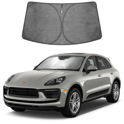 Proadsy Windshield Sun Shade Custom Fit Porsche Macan 2014-2026 Ice Crystal Black Front Window Sunshade UV and Heat Blocker Foldable Visor Keeps Car Cooler for Summer Parking and Daily Use - size: 2014-2026 Porsche Macan