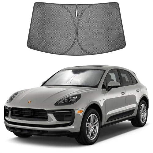 Proadsy Windshield Sun Shade Custom Fit Porsche Macan 2014-2026 Ice Crystal Black Front Window Sunshade UV and Heat Blocker Foldable Visor Keeps Car Cooler for Summer Parking and Daily Use - size: 2014-2026 Porsche Macan