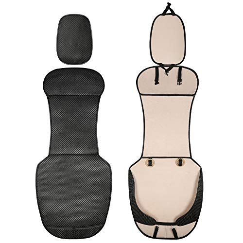 Auto Newer Luxury Breathable Car Seat Cover Fit Four Seasons, Universal Front of Car Seat Cushions, Bottom Seat Covers of Full Wrapped Edge,Universal Fit for 95% Cars,SUV,Pickup(Black，1PCS) - color: Black+Grey-1PCS