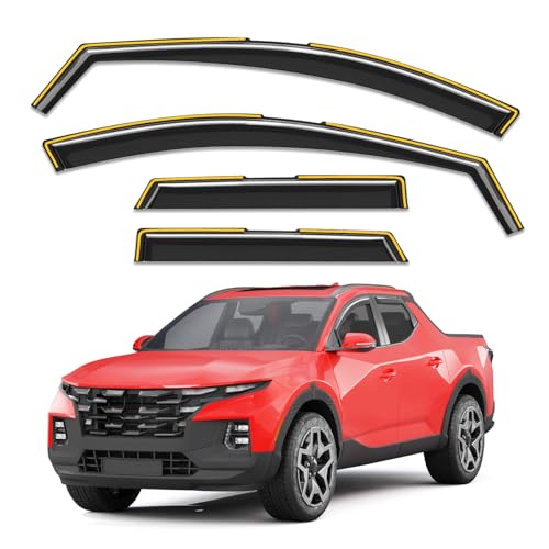 in-Channel Window Rain Guards Fit for Hyundai Santa Cruz 2022 2023 2024 2025 2026, Extra Durable Window Visors Window Deflectors Vent Visors Vent Shades Car Accessories-4 pcs - size: Fit for 2022-2026 Hyundai Santa Cruz