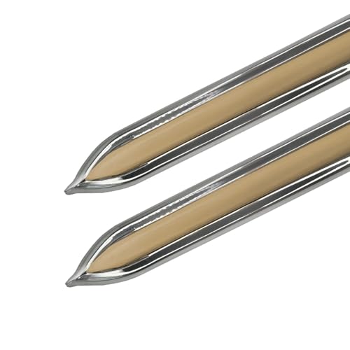 Vintage Style 7/8" x 26' Buckskin + Chrome Body Side Trim Molding - Formed Pointed Ends Cowles Mid-Line (2 Strips of 13' with Finished Ends) 25-780-08 (Buckskin + Chrome) - color: Buckskin + Chrome
