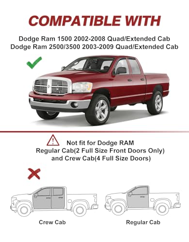 Outside-Mount Window Rain Guards Fit for 2002-2008 Dodge Ram 1500 Quad Cab/Extended Cab/ 03-09 Dodge Ram 2500 3500, Window Visors Wind Deflector Dark Smoke Vent Shades - size: Fit for 2002-2009 Dodge Ram 1500&2500&3500