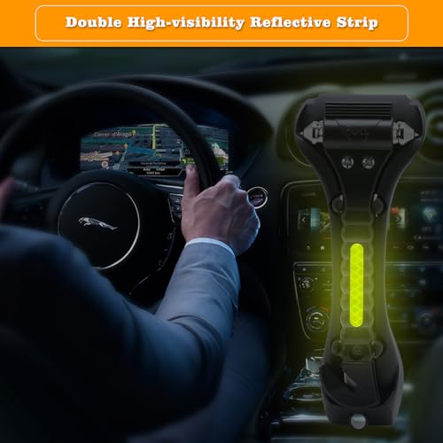 THINKWORK Car Window Breaker, Glass Breaker, Window Breaker Seatbelt Cutter, 2-in-1 Car Safety Hammer with One Second Emergency Glass Hammer, Safety Emergency Car Escape Tool for Car, Office, Home - color: New Black
