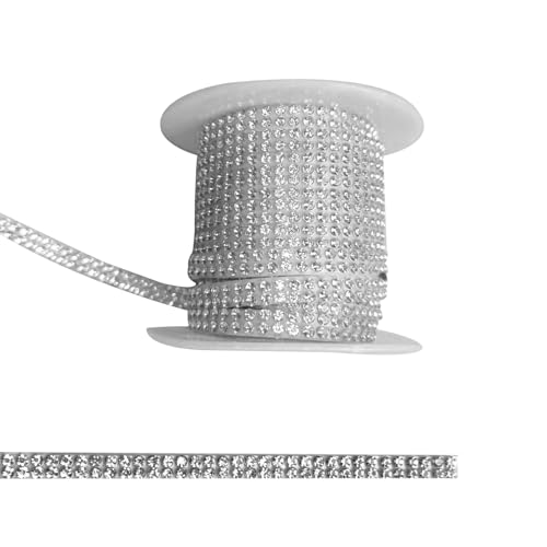 Bling Car Trim, 16.4 Ft Self-Adhesive Crystal Rhinestone Strips, Glitter Crystal Ribbon for Car Dashboard Decorations, Universal for DIY Crafts, Party, Vehicle, Phone Decorations (White) - color: White