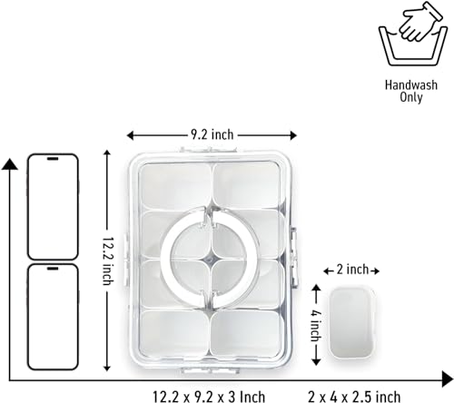 HRXFOZ Divided Serving Tray with Lid and Handle,8 Compartments Snacks Box,Snack Fruit and Veggie Tray,Portable Platter for Candy Fruits Nuts Snack Party Entertaining Picnic (1 PCS) - color: Serving Tray
