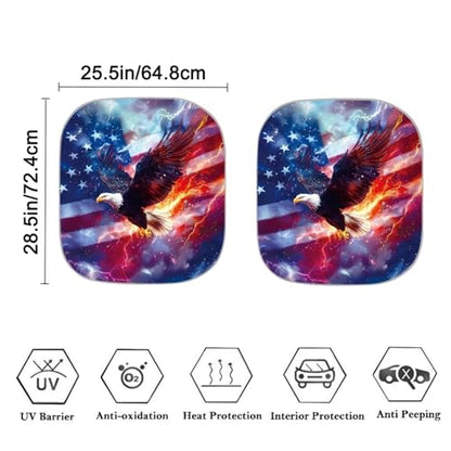 Eagle Flag 2 PCS Car Windshield Sun Shade Foldable Automotive Front Window Sunshade Protector Window Shades Cover Sun Visor Shield for Most Sedan Truck SUV - color: Eagle Flag