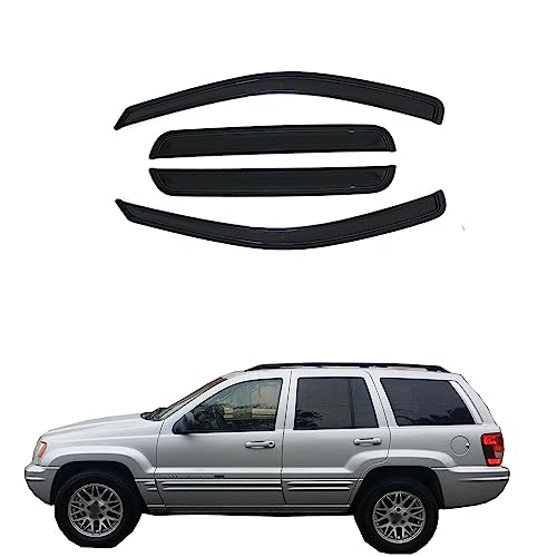 Wind Deflector Compatible with 1999-2004 Jeep Grand Cherokee WJ Sun/Rain Guard Smoke Window Visor 4pcs 94650 - size: For 1999-2004 Grand Cherokee WJ