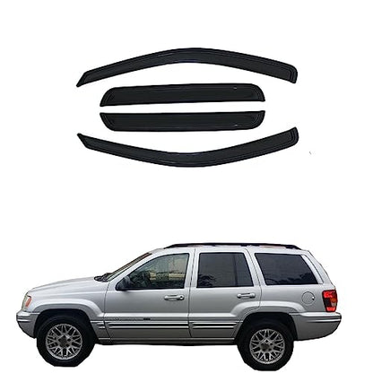 Wind Deflector Compatible with 1999-2004 Jeep Grand Cherokee WJ Sun/Rain Guard Smoke Window Visor 4pcs 94650 - size: For 1999-2004 Grand Cherokee WJ