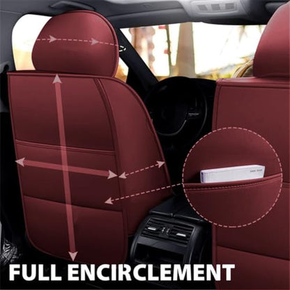 SanQing Car Seat Covers Full Set, Super Luxurious Heavy Universal Duty Waterproof Leather Automotive Vehicle Cover for Cars SUV Pick-up Truck, Non-Slip Seat Pink Car Accessories (Full Set/Wine Red) - color: Full Set/Wine Red