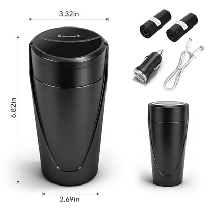 Touch-Free Car Trash Can with Motion Automatic Sensor Lid Plug-in, Car Trash Bin Garbage Can Leak-Proof with Storage Bags, Black