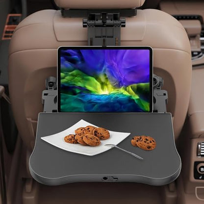 Car Seat Tray Table - Foldable Car Kids Passenger Roadtrip Eating Food Backseat Travel Trays Dinning Working Laptop Desk with Non-Slip Pad/Phone/Tablet Holder - size: 17.7" * 15.2"