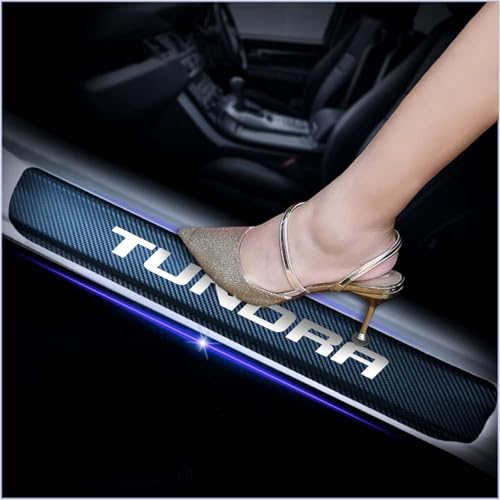 4Pcs Car Door Sill Protector for Toyota Tundra, Carbon Fiber Anti-Scratch Guard for Tundra Accessories - Self-Adhesive Car Door & Sill Protector -White - color: WHITE