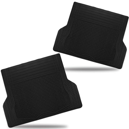 ZONETECH All Weather Rubber Semi Pattern Cargo Liner Trunk Floor Mat – Premium Quality Black Heavy Duty Cargo Trunk Floor Mat (2 Pack) - size: 2 PACK