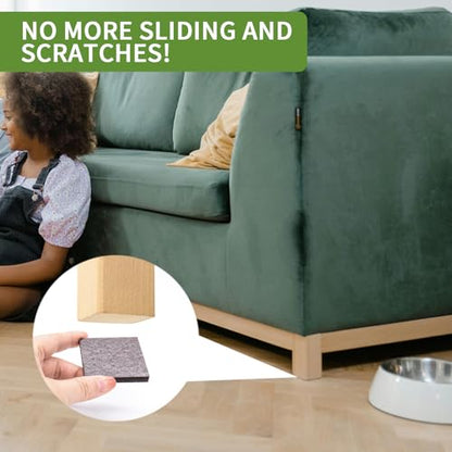 Non Slip Furniture Pads 16 PCS - 8 pcs 2” Round + 8 pcs 2" Square - Anti Slip Furniture Pads - Self Adhesive Rubber Feet Furniture Feet - Chair Leg Floor Protectors - size: Round 2 inch +Square 2 inch 16PACK