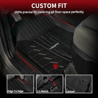 LASFIT Floor Mats 2013-2018 for Dodge Ram 1500/2500/3500 Crew Cab, 2019-2024 for Dodge Ram 1500 Classic Crew Cab 4 Full Size Doors All Weather TPE Custom Fit Car Mats Floor Liners 1st & 2nd Row, Black - style: 1) 1500/2500/3500 | 2013-2018 |Crew Cab Floor