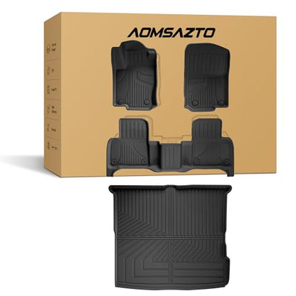 AOMSAZTO Floor Mats and Cargo Liner Compatible with Mercedes benz GLE 2016-2019 350 400 43 AMG 450 AMG 500 500e 550 550e 63 AMG S (Not for Coupe/cabriolet), Custom Fit All Weather 1st & 2nd Row, Black - style: 3) for Mercedes Benz GLE | 2016-2019 | Floor+