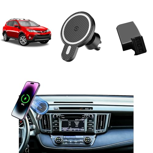 PZK Car Phone Holder for Toyota RAV4 2013-2015 2016 2017 2018 Accessories Custom Air Vent Phone Mount Magnetic 15W Fast Wireless Charger Hands Free 360° Rotation Cell Phone Automobile Cradles - color: Magsafe+ Wireless Charger, size: RAV4 2013-2018