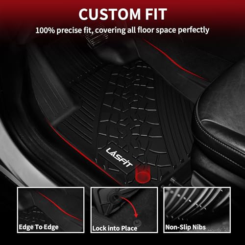 LASFIT Floor Mats for Jeep Compass 2017-2025 2026 All Weather TPE Custom Fit Car Mats Floor Liners 1st & 2nd Row, Black - style: Compass 2017-2026 Floor Mats