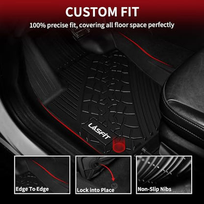 LASFIT Floor Mats for Jeep Compass 2017-2025 2026 All Weather TPE Custom Fit Car Mats Floor Liners 1st & 2nd Row, Black - style: Compass 2017-2026 Floor Mats