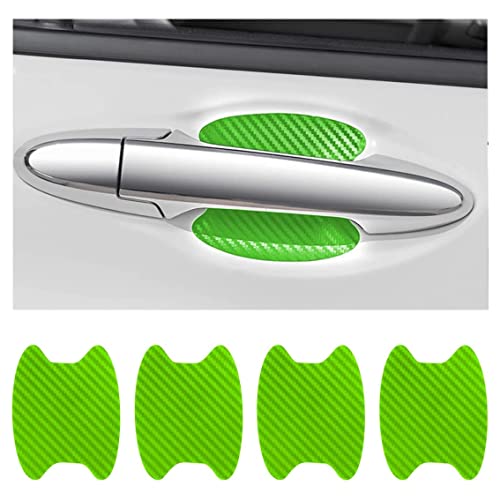 XINLIYA 4PCS Car Door Handle Protector Sticker, Universal Carbon Fiber Anti-Scratches Auto Door Handle Protective Film, Side Paint Cover Guard Stickers Fit for Most Cars (Green) - color: Green