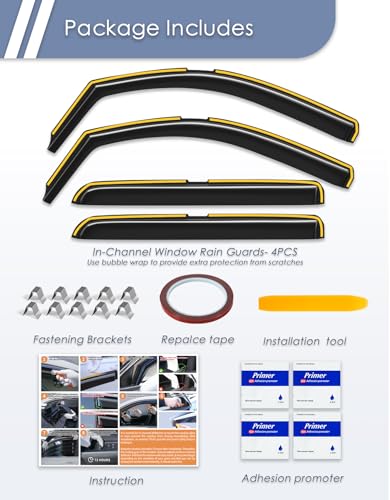 in-Channel Window Rain Guard for Chevrolet Chevy Silverado/GMC Sierra 2014-2018 Crew Cab Rain Guards Side Window Visors Low Profile Vent Visor Window Deflectors Vent Shades Truck Accessories - size: 2014-2018 Silverado/ Sierra Crew Cab
