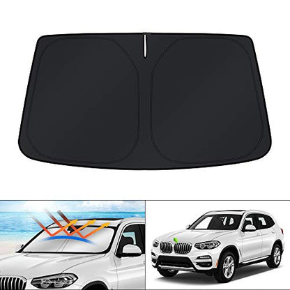 KUST Windshield Sun Shade for 2018-2025 2026 BMW X3 Accessories Window Custom Fit Shade Sun Visor Protector Foldable Sunshade Blocks UV Rays Keep Your Car Cooler - size: For | Bmw X3 2018-present