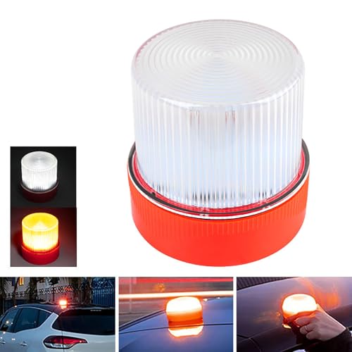 Magnetic Wireless Warning Light Portable Flashing Emergency Safety Warning Light for Trucks Vehicles Car IP67 Water Proof (Red White) - color: Red White