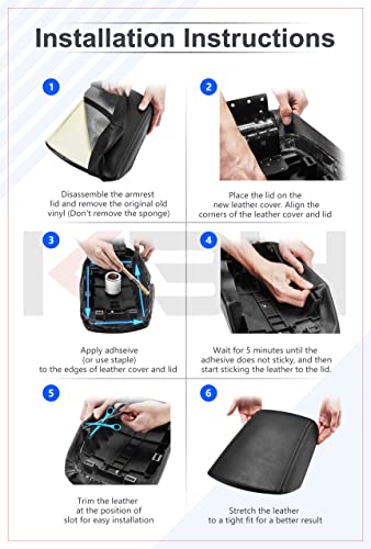 KBH Center Console Armrest Cover Replacement for GMC Terrain, Chevy Equinox 2010 2011 2012 2013 2014 2015 2016 2017, Vinyl Leather, Arm Rest Lid Upholstery, Anti-Scratch, Black - color: Black stitch