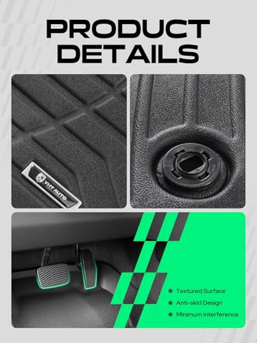 YHTAUTO Automotive Floor Mats Compatible with Toyota 4Runner 2013-2024 (Only for 7 Seat), TPE All Weather Custom Fit Automotive Floor Liner, 1st & 2nd Row, Set of 3 - size: For 2013-2024 4Runner