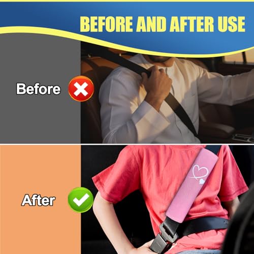 Craedli 2PCS Heart-Shaped Car Seat Belt Covers, Comfortable Auto Seat Shoulder Strap Pads Protect Neck, Cute Soft Vehicle Safe Harness Pad for Most Cars (Pink) - color: Pink