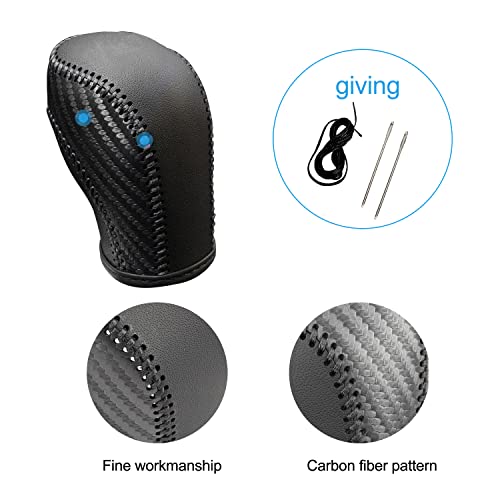 JIECHEN Auto Car Leather Gear Shift Knob Cover for Golf Jetta Passat Tiguan Atlas Beetle GLI Eos CC Sportwagen Jetta Hybrid R GTI Accessories (Black) - color: Black
