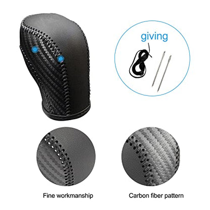 JIECHEN Auto Car Leather Gear Shift Knob Cover for Golf Jetta Passat Tiguan Atlas Beetle GLI Eos CC Sportwagen Jetta Hybrid R GTI Accessories (Black) - color: Black