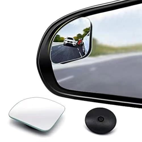 CUNCUI 2pcs Fan Shaped Blind Spot Mirror, 360 Degree Adjustabe HD Glass Blind Spot Mirrors, Frameless Convex Rear View Mirror, for any Car, Van, Suv and Trucks. - size: 1.97in(Fan shaped)