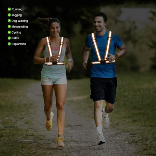 Reflective Vest Running Gear, 2Pack High Visible Safety VES for Cycling Jogging Running Walking, Adjustable for Men Women Kids - color: 2 x Orange