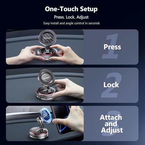 SYNCWIRE for MagSafe Car Mount [2-Axis Design] Nano Adhesive Gel + Suction Cup Magnetic Phone Holder for Dashboard & Windshield, 360° Adjustable for iPhone 17 16 15 14 13 12 11, Samsung, Carbon Fiber - style: 2-Axis | Carbon Fiber