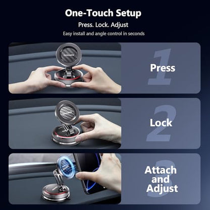 SYNCWIRE for MagSafe Car Mount [2-Axis Design] Nano Adhesive Gel + Suction Cup Magnetic Phone Holder for Dashboard & Windshield, 360° Adjustable for iPhone 17 16 15 14 13 12 11, Samsung, Carbon Fiber - style: 2-Axis | Carbon Fiber