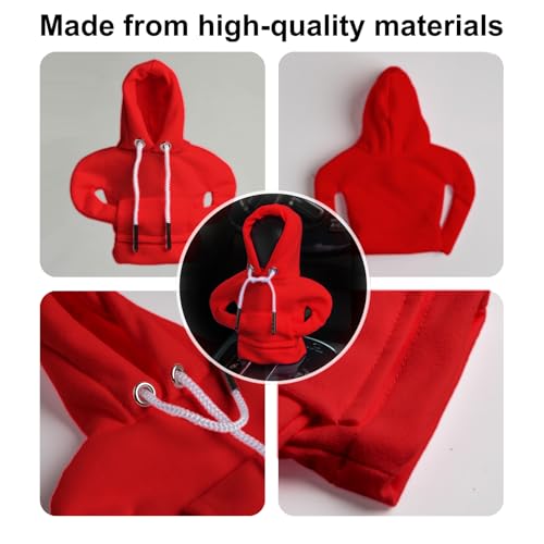 2Pcs Car Shift Knob Hoodie,Gear Shift Hoodie,Funny Sweater Hoodie for Gearshift,Automotive Interior Accessories（Red and Black） - color: 1*Red+1*Black