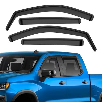 in-Channel Rain Guards Fit for Chevy Silverado 1500 2019-2026 Crew Cab, Durable Side Windows Rain Guard Compatible with GMC Sierra 1500 Crew Cab 2019-2026 Wind Deflectors Black 4 PCS - size: Fit for Chevy Silverado/Gmc Sierra 1500 2019-2026