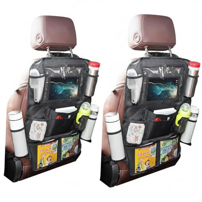 2 Pack Car Organizer Backseat, Car Back Seat Organizer Protector with 12 Storage Pockets, Waterproof Back of Seat Car Storage Organizer Kick Mats for Kids Baby