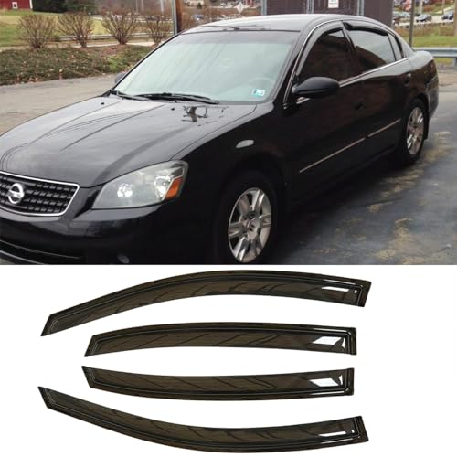 Side Window Visors Vent Wind Deflectors fit for 2002-2006 Nissan Altima,4pcs Out-Channel Tape On Dark Smoke Nice Sun Rain Guards 94722 - size: 2002-2006 Altima