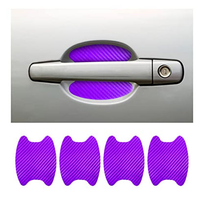 4PCS Carbon Fiber Door Handle Cup Stickers, Auto Scratch Protective Film, Non-Marking Bowl Protector, Paint Cover Guard Universal for Most Cars, SUV, Van (Purple) - color: Purple/4PCS
