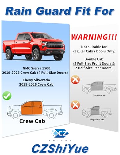 in-Channel Window Rain Guards Fit for Chevy Silverado 1500 & GMC Sierra 1500 Crew Cab 2019-2026 Extra Durable Window Deflectors Window Vent Visors Truck Vent Shades Exterior Car Accessories - size: 2019-2026 Chevy Silverado/GMC Sierra 1500 Crew Cab