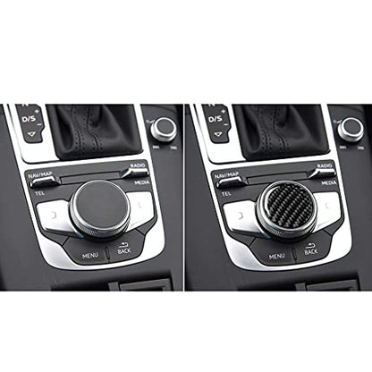 Carbon Fiber Car Interior Central Control Multimedia knob Cover Trim for Audi A3 A4 2014-2019