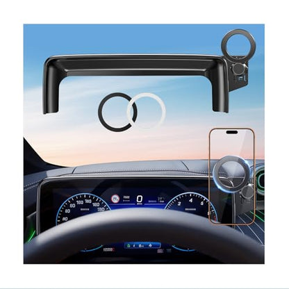 Car Phone Holder for Mercedes Benz GLC 2023-2026 & C-Class 2022-2026 (Only for 12.3-Inch Screen) 360° Rotation Magnetic Cell Phone Mount, Compatible with Magsafe, Does Not Affect Air Vent - style: Fit for 23-26 GLC & 22-26 C-Class, 12.3-Inch