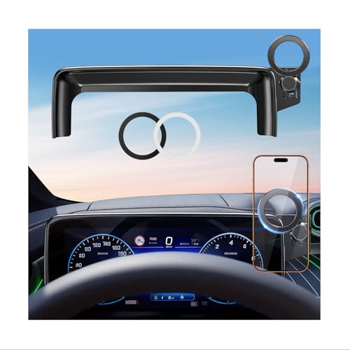 Car Phone Holder for Mercedes Benz GLC 2023-2026 & C-Class 2022-2026 (Only for 12.3-Inch Screen) 360° Rotation Magnetic Cell Phone Mount, Compatible with Magsafe, Does Not Affect Air Vent - style: Fit for 23-26 GLC & 22-26 C-Class, 12.3-Inch